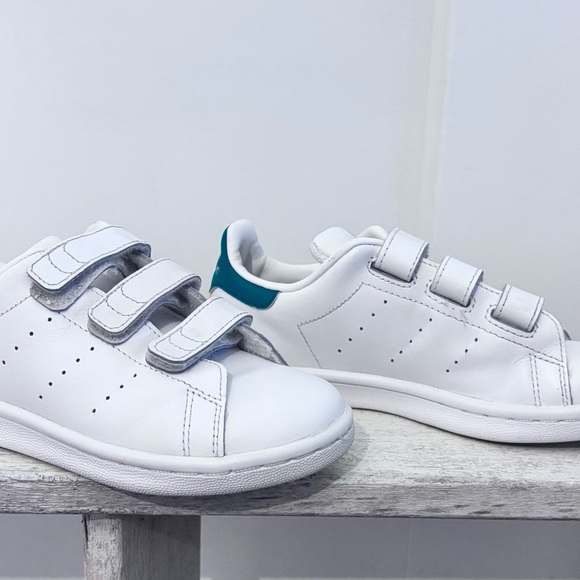 ADIDAS ORIGINALS UNISEX' STAN SMITH CLOUD WHITE / CLOUD WHITE - GREEN SNEAKERS - Picture 3 of 4